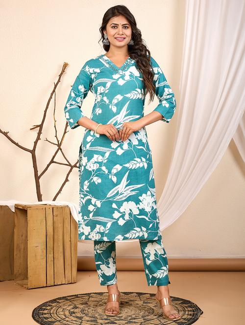 women three quarter sleeve kurta pant set - 21905870 - Very Small Image - 1