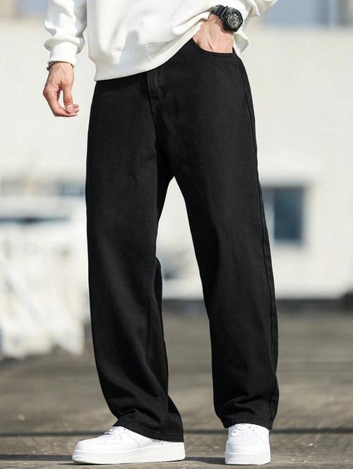 men solid mid rise full length baggy jeans - 21905887 - Very Small Image - 1