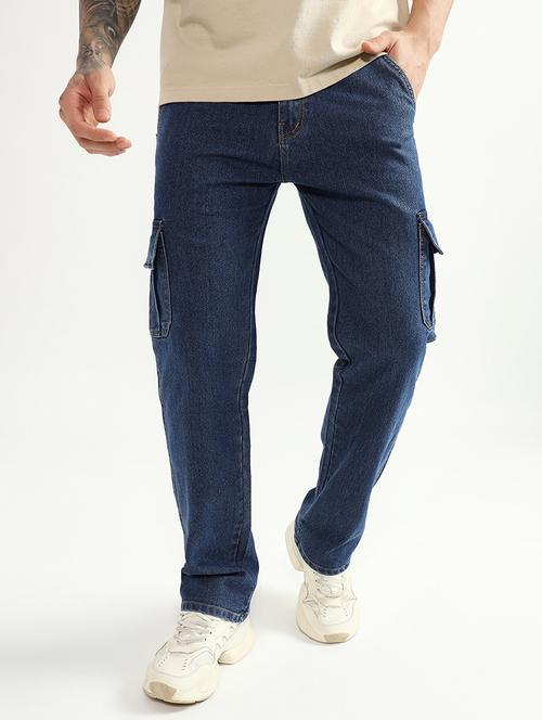 men solid mid rise regular fit denim cargo - 21906025 - Very Small Image - 1