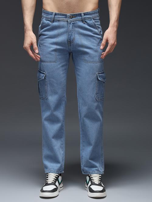 men solid mid rise denim cargo - 21906027 - Very Small Image - 1