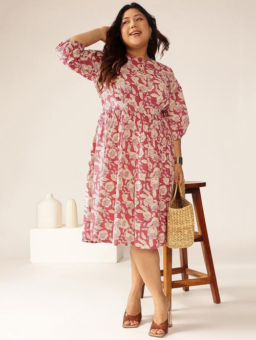 women plus size floral printed a-line dress - 21906091 - Very Small Image - 1