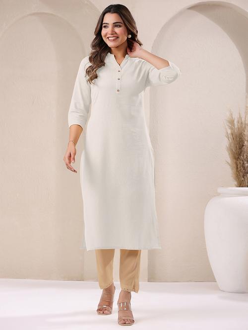 women solid three quarter sleeve straight kurta - 21906203 - Very Small Image - 1