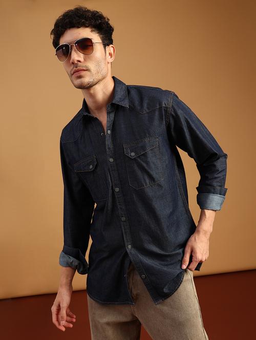 men solid long sleeve regular fit casual shirt - 21906579 - Very Small Image - 1