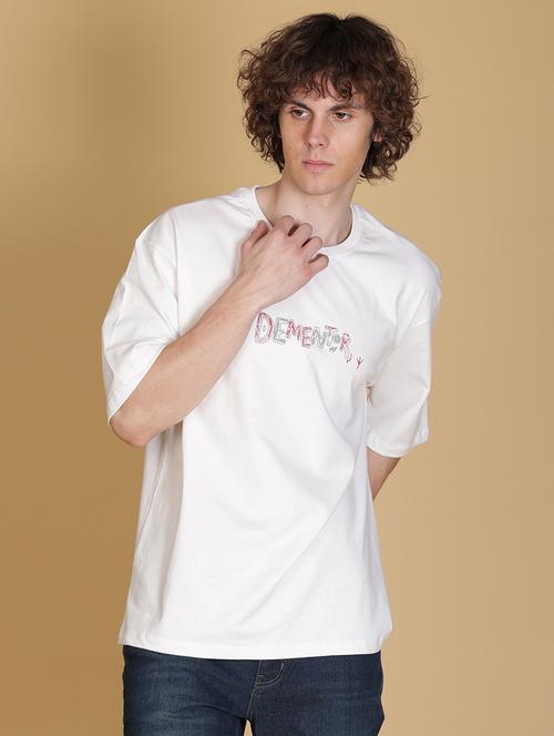 men front & back print round neck oversized t-shirt - 21906610 - Very Small Image - 1