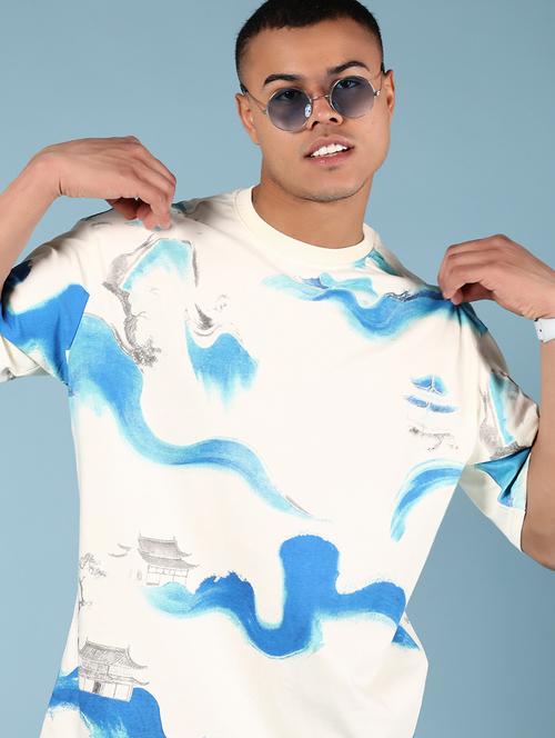 Men Printed Short Sleeve Oversized T-shirt - 21906783 - Very Small Image - 1