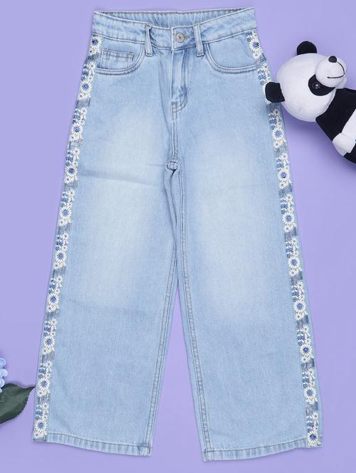 girls washed mid rise wide leg jeans - 21907765 - Very Small Image - 1