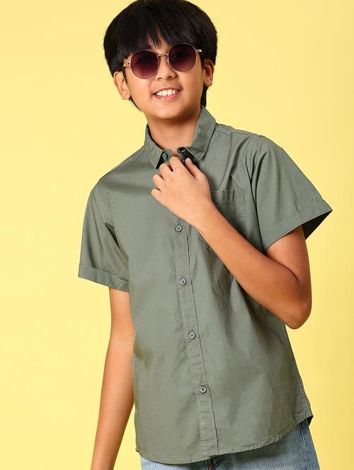 boys solid short sleeve casual shirt - 21907779 - Very Small Image - 1