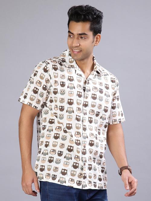 men printed collared short sleeve regular fit shirt - 21907782 - Very Small Image - 1