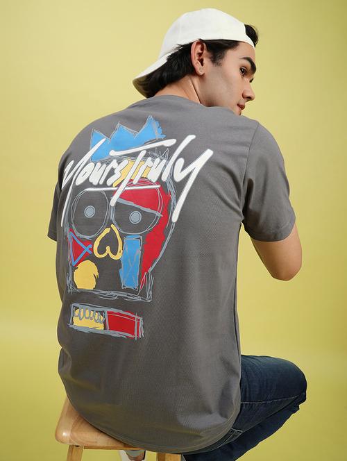 men front & back print round neck regular fit t-shirt - 21907802 - Very Small Image - 1