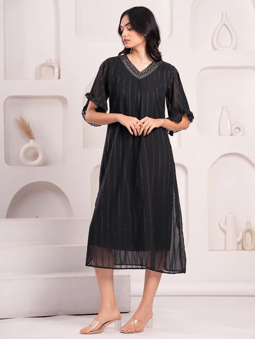 women embroidered flared sleeve a-line ethnic dress - 21908185 - Very Small Image - 1