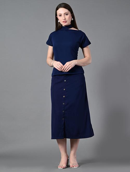 women solid top and skirt co-ord set - 21908234 - Very Small Image - 1