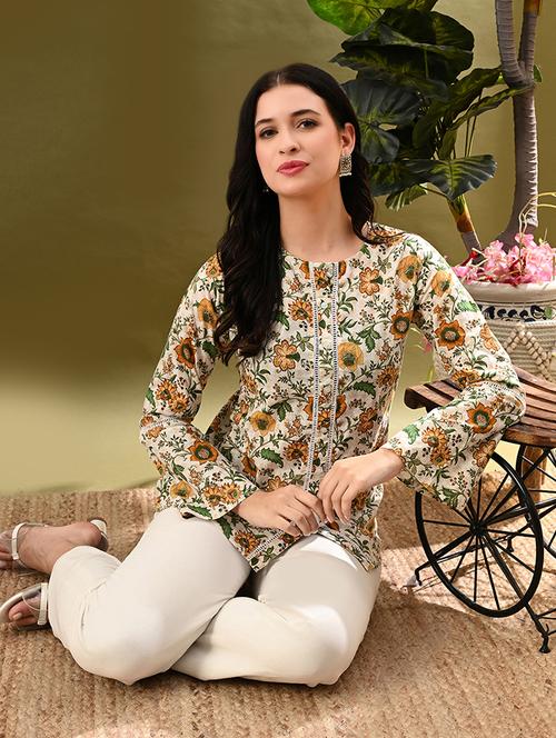 women floral printed bell sleeves regular top - 21908309 - Very Small Image - 1