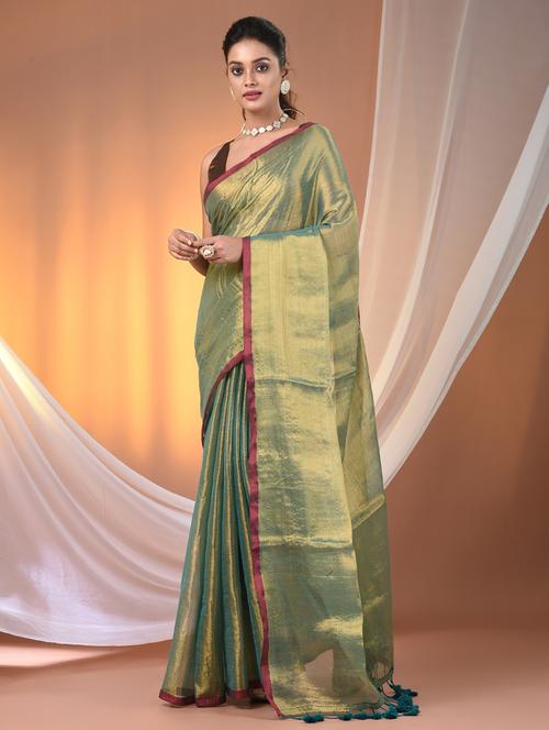 Women Solid Casual Wear Saree With Blouse - 21908344 - Very Small Image - 1