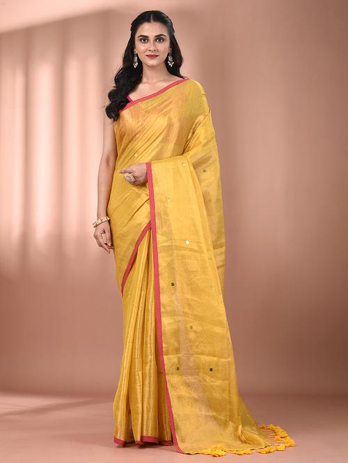 women solid with work embellished saree  with blouse - 21908351 - Very Small Image - 1