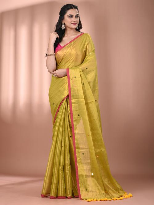 women solid with work embellished saree  with blouse - 21908352 - Very Small Image - 1
