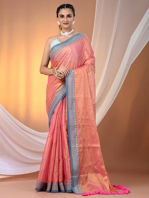 women solid with bordered saree with blouse - 21908390 - Very Small Image - 1