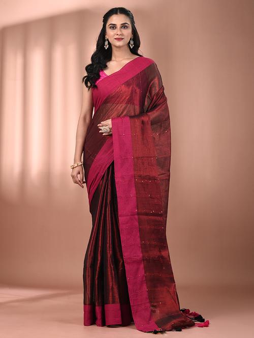 women solid with work embellished saree  with blouse - 21908401 - Very Small Image - 1