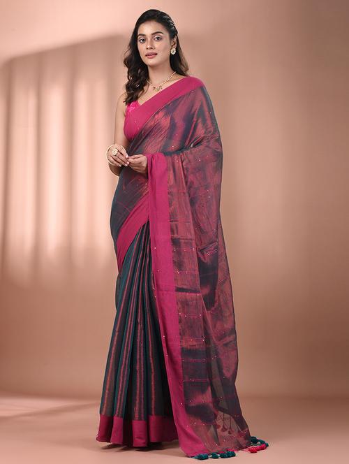 women solid with work embellished saree  with blouse - 21908402 - Very Small Image - 1
