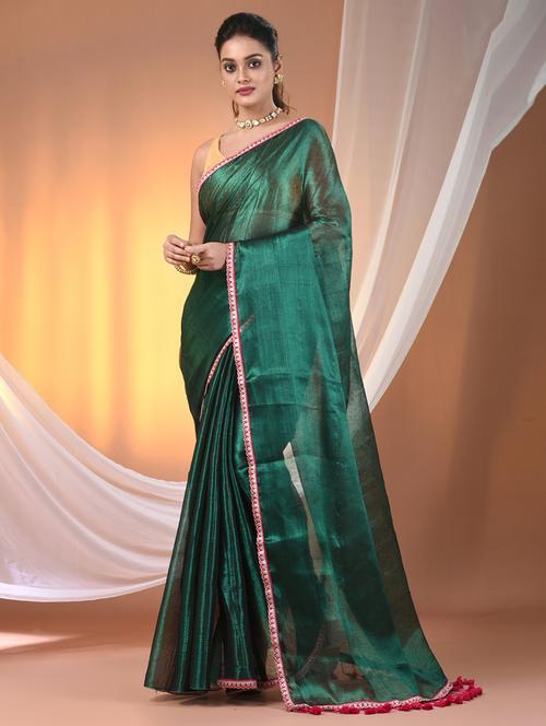 Women Solid Casual Wear Saree With Blouse - 21908408 - Very Small Image - 1