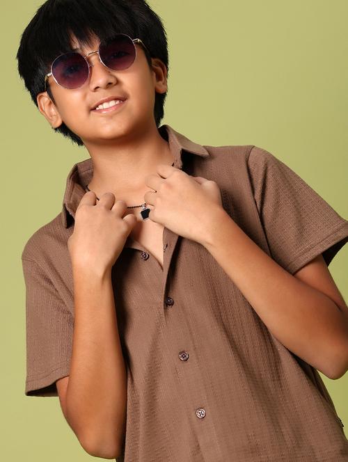 boys solid short sleeve casual shirt - 21908575 - Very Small Image - 1