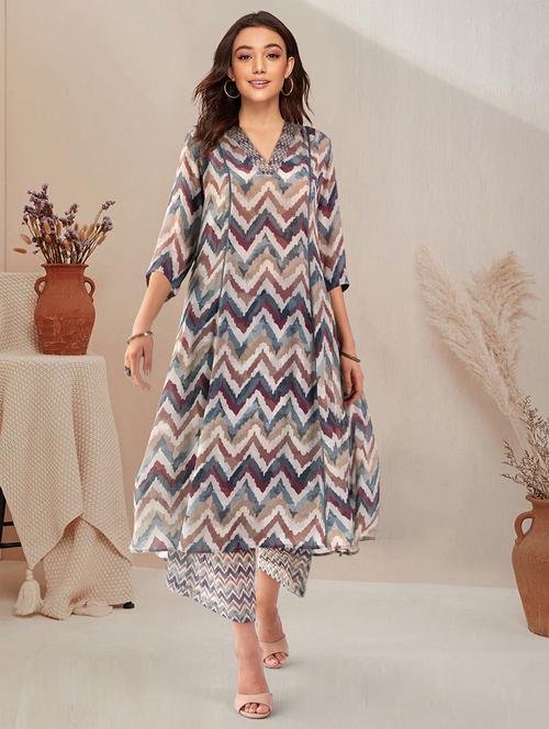 women three quarter sleeve kurta palazzo set - 21908778 - Very Small Image - 1