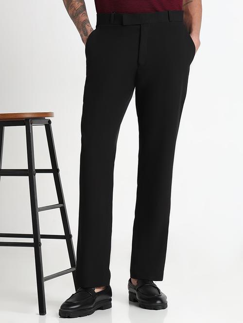 men solid mid rise flat front formal trouser - 21908911 - Very Small Image - 1