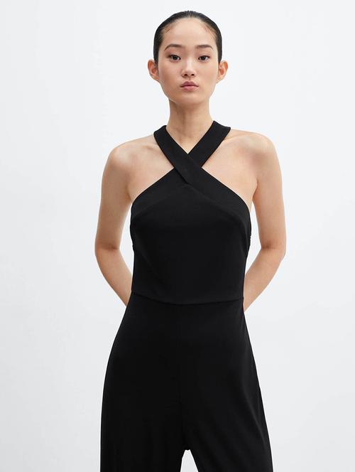 women black solid halter neck backless jumpsuit - 21908963 - Very Small Image - 1