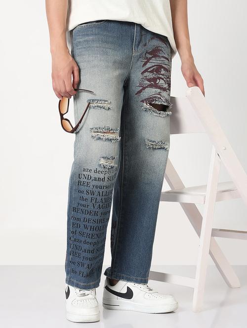 men solid distressed straight fit jean - 21908978 - Very Small Image - 1