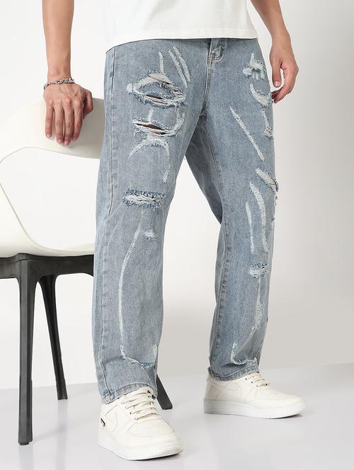 men distressed mid rise straight fit jean - 21908989 - Very Small Image - 1