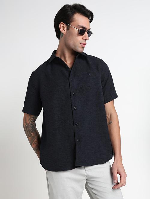 men solid short sleeve regular fit casual shirt - 21909034 - Very Small Image - 1