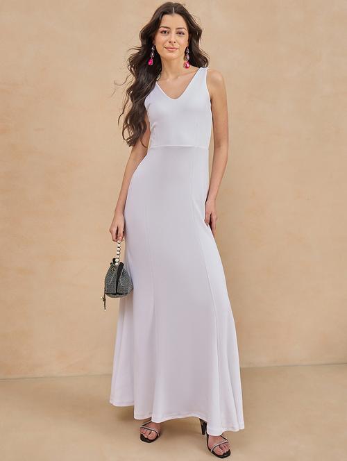 women white solid sleeveless a-line dress - 21909185 - Very Small Image - 1