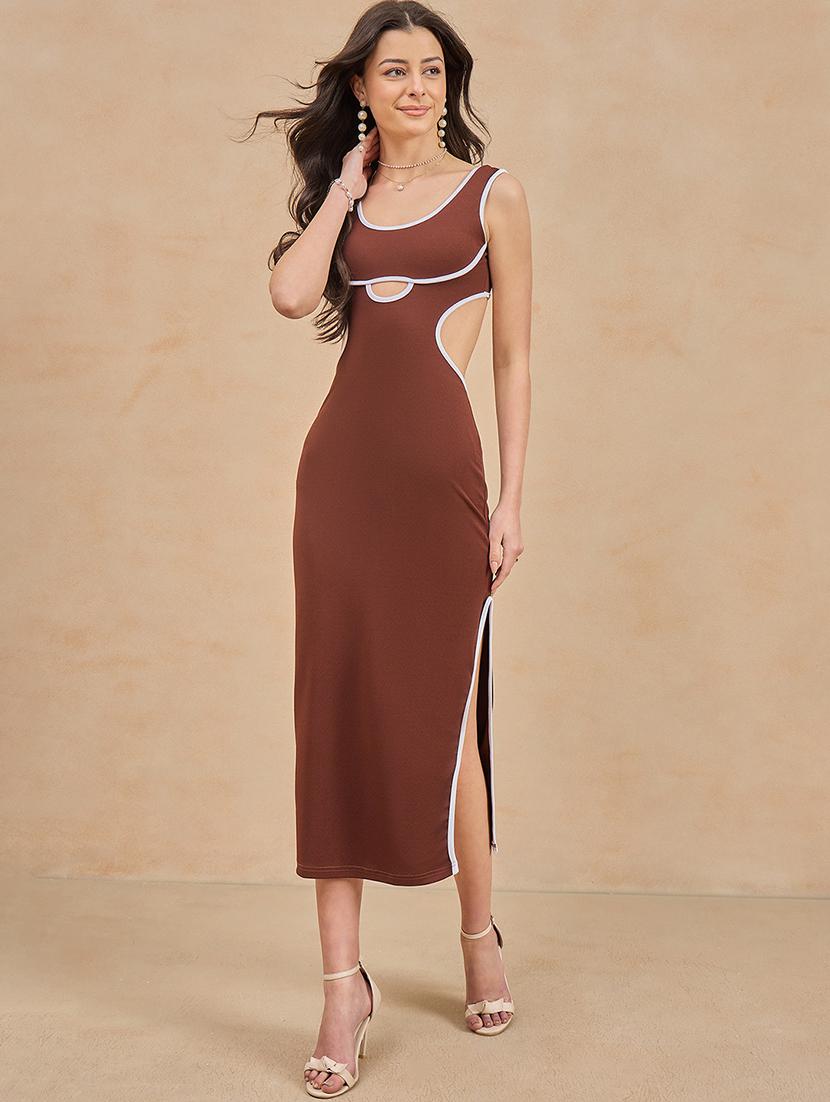 women solid cut out detailed bodycon dress - 21909202 - Standard Image - 3
