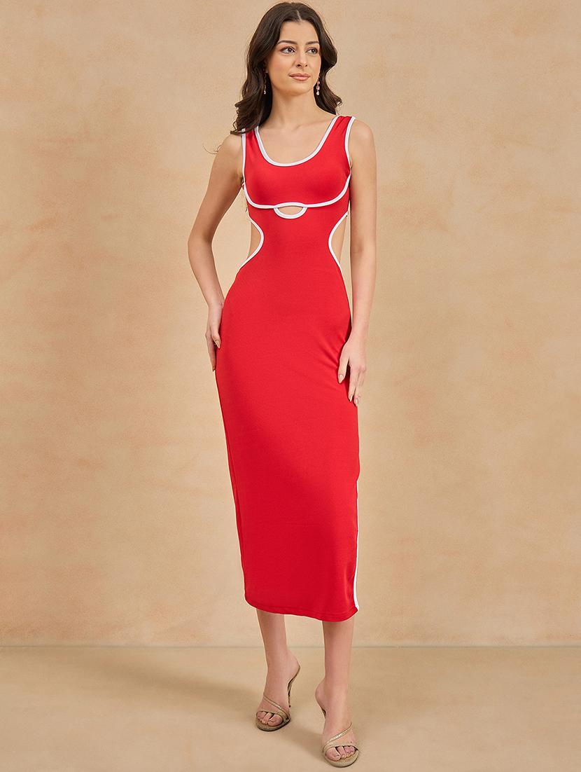 women solid cut out detailed bodycon dress - 21909203 - Standard Image - 1