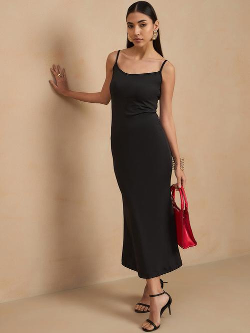 women solid shoulder strap bodycon dress - 21909245 - Very Small Image - 1