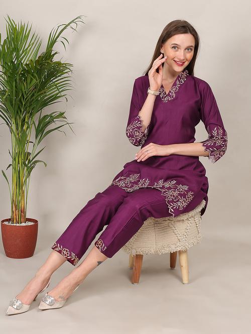 women three quarter sleeve ethnic co-ord set - 21909269 - Very Small Image - 1