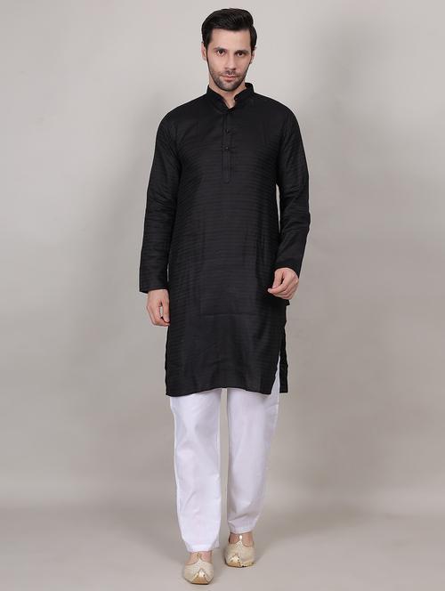 men self design mandarin neck long kurta - 21909271 - Very Small Image - 1