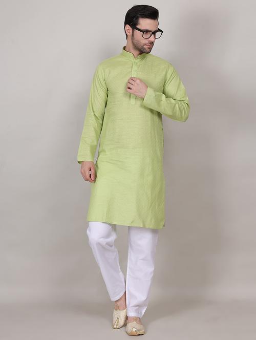 men self design mandarin neck long kurta - 21909273 - Very Small Image - 1