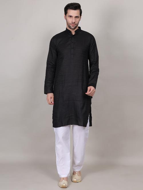 men self designed long sleeves kurta trouser set - 21909275 - Very Small Image - 1
