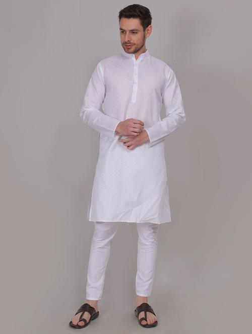 men solid long sleeves kurta trouser set - 21909280 - Very Small Image - 1