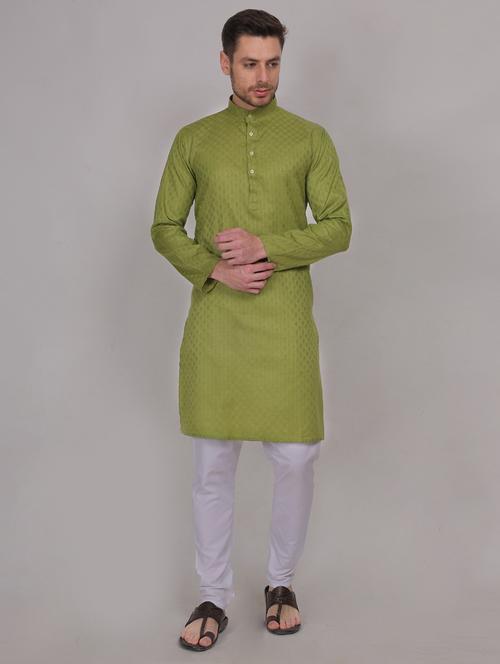 men self designed long sleeves kurta trouser set - 21909281 - Very Small Image - 1