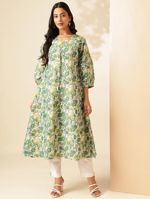 Women Three Quarter Sleeve A-line Kurta - 21909595 - Very Small Image - 1