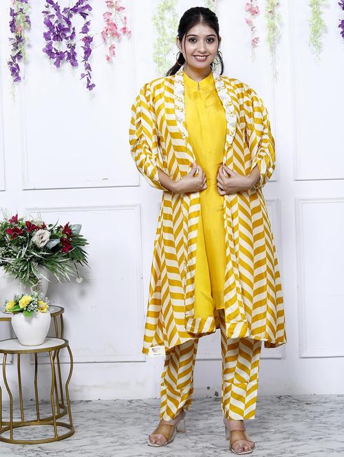 women chevron printed long sleeve kurta pant set - 21909923 - Very Small Image - 1