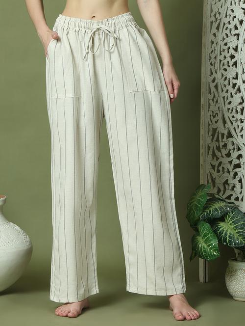 women striped mid rise loungewear pyjama - 21910142 - Very Small Image - 1