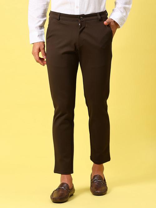men solid md rise flat front casual chinos  - 21910301 - Very Small Image - 1