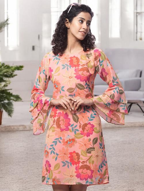 women floral print bll sleeves a-line dress - 21910403 - Very Small Image - 1