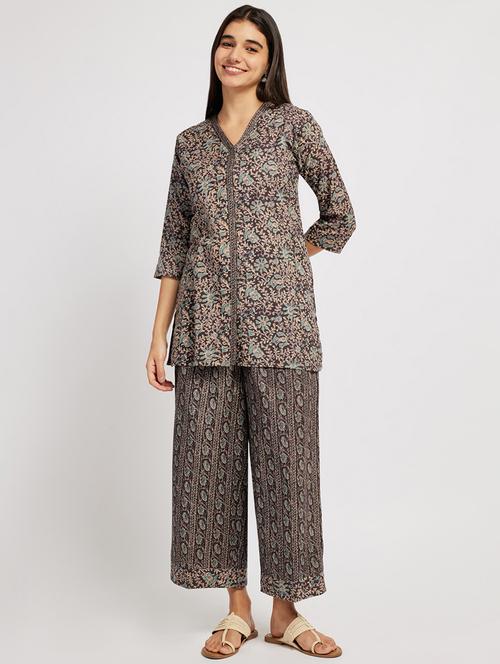 women three quarter sleeve ethnic co ord set - 21911164 - Very Small Image - 1