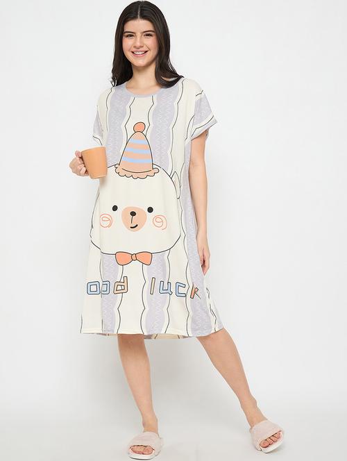 women printed short sleeves sleepshirt - 21911554 - Very Small Image - 1