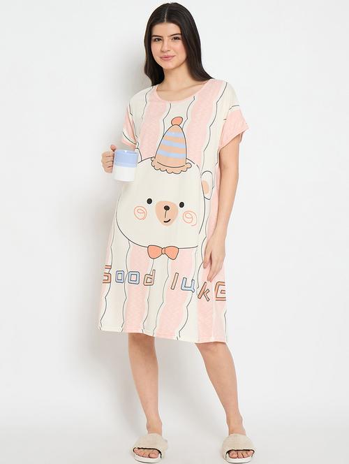 women printed short sleeves sleepshirt - 21911557 - Very Small Image - 1