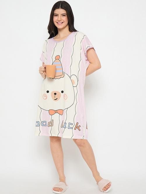 women printed short sleeves sleepshirt - 21911558 - Very Small Image - 1