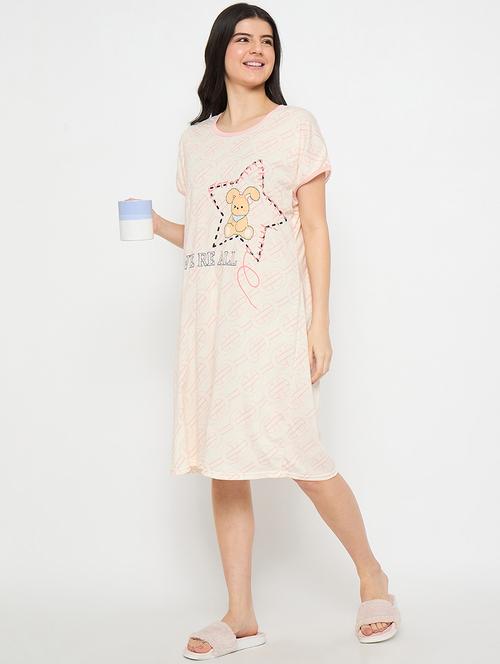 women prinyed short sleeves sleepshirt - 21911567 - Very Small Image - 1